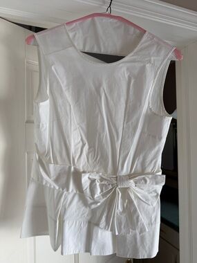 kate spade cream sleeveless top with bow-back detail